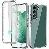 AICase für Samsung Galaxy S22 6.1" Hülle Schutzhülle Transparent 360 Grad Stoßfest Durchsichtige Front Und Rückenschutz Handyhülle Slim Dünn TPU Bumper Eingebautem Displayschutz